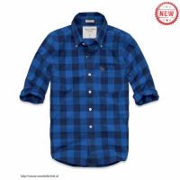 heren abercrombie fitch plaid lang overhemd moose logo donkerblauw Sale Online ppobd528